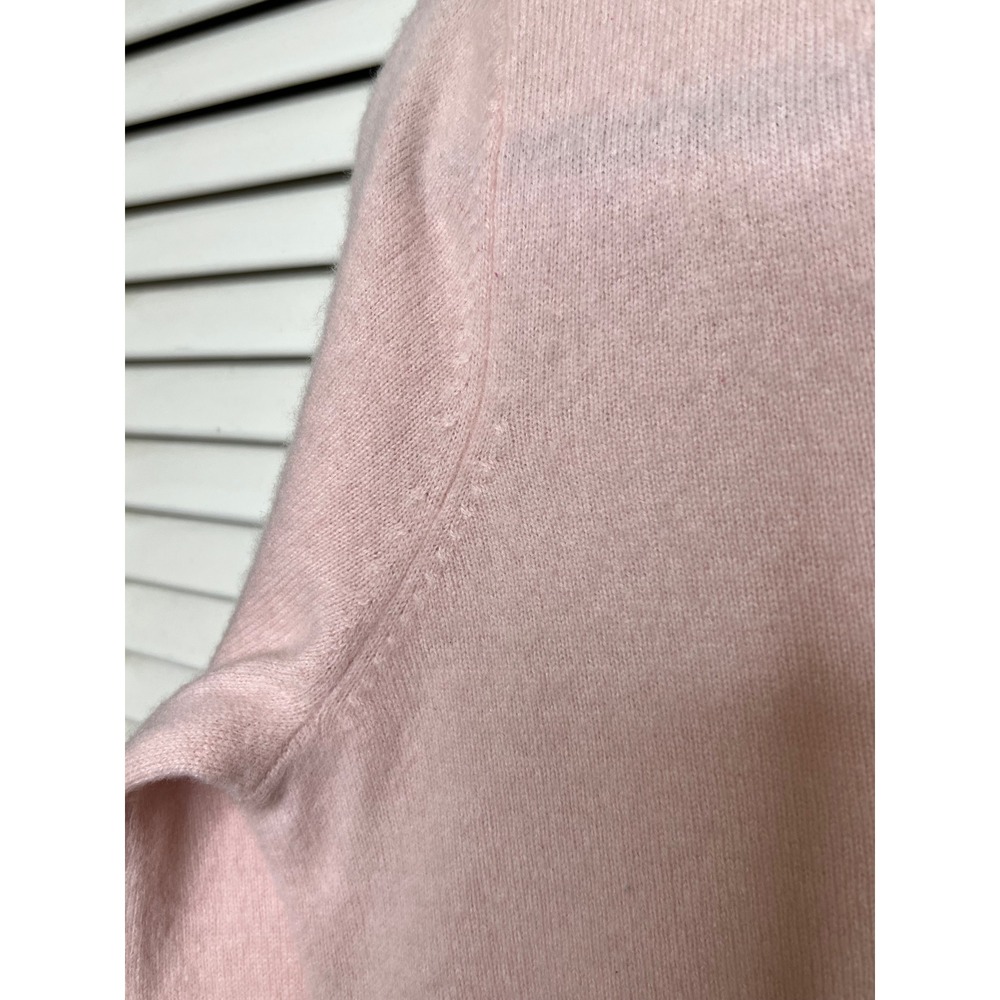 100% Cashmere V Neck Sweater XL Pink Balletcore Coquette Quiet Luxury - Picture 3 of 6